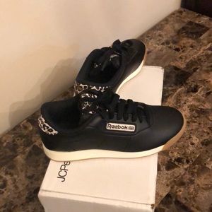 Black Reebok Princess Sneakers with leopard print